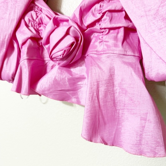 🛍️NWT For Love & Lemons x Free People Judith Rosette Asymmetrical Crop Top Med - Picture 13 of 13